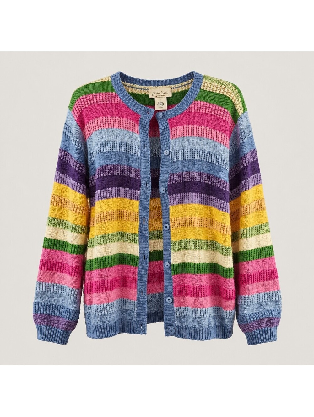 Vintage 90s Studio Works Kidcore Striped Knit Cardigan Sweater L Large 5110
